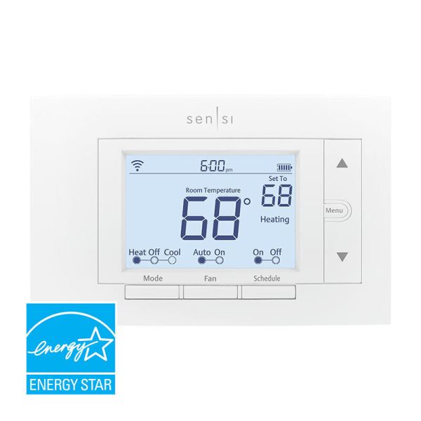 Sensi Smart Thermostat with a user-friendly touchscreen display and a modern design, offering easy temperature control and energy-saving features.