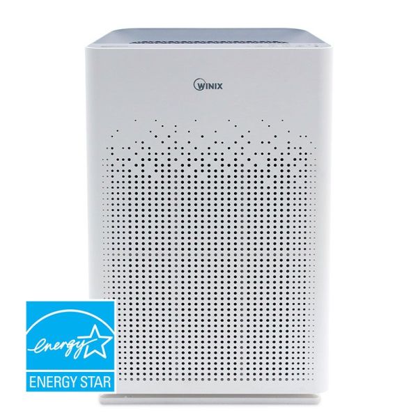 Winix AM90 Air Purifier highlighting its elegant design and multiple filter sections, ideal for improving air quality in various spaces.