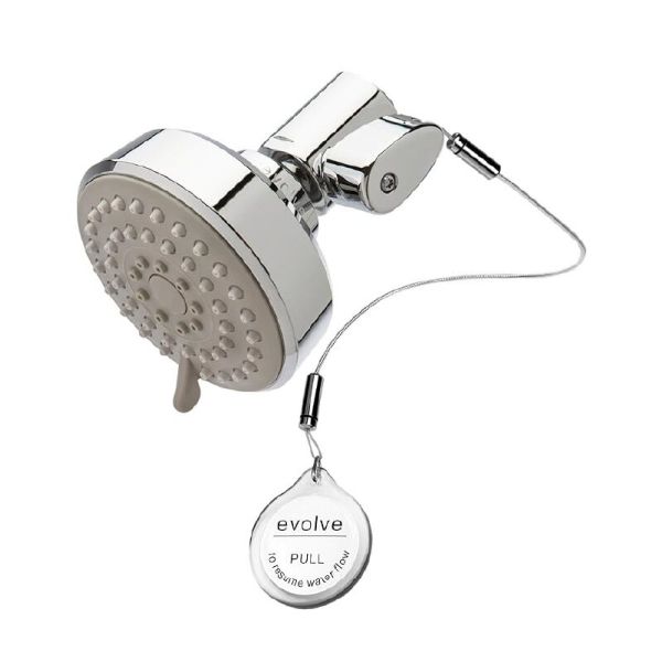 Fixed Multifunction Showerhead with ShowerStart TSV, designed to save water with a 1.5 GPM flow rate and multiple spray functions for customizable shower experiences.