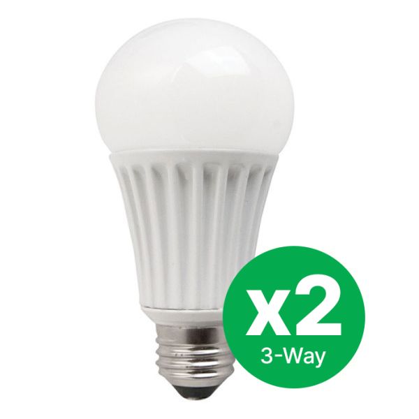 TCP Standard A21 3-Way 100W Daylight LED bulbs in a 2-pack