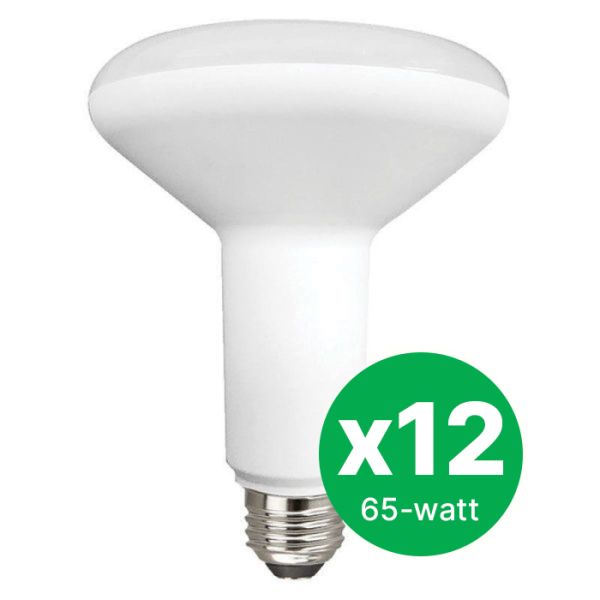 TCP Floodlight BR30 Dimmable 65W Daylight LED bulbs in a 12-pack