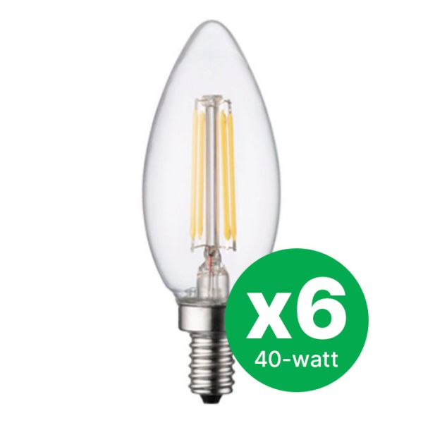 TCP Candle B11 Dimmable 40W Warm White LED 6-Pack
