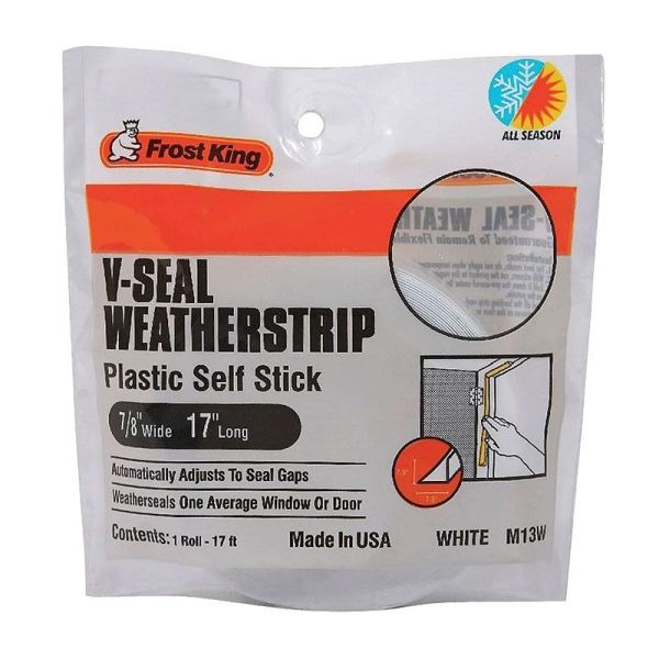 Window V-Seal Weatherstripping, featuring a V-shaped design for sealing gaps around windows to reduce drafts and improve energy efficiency.